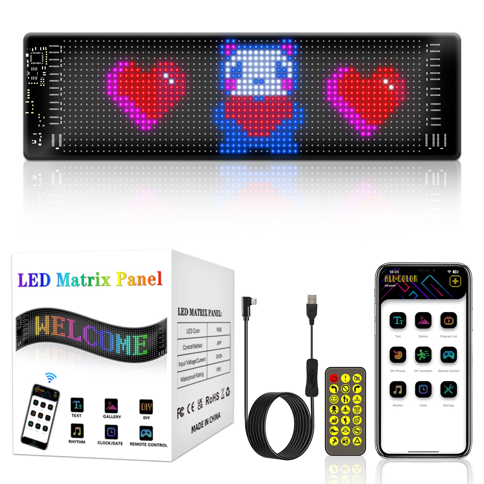 RP1035R Rounded Corners Car Rear Windshield DIY Advertising Screen Bluetooth APP Control LED Matrix Display Screen RP1035R Rounded Corners Car Rear Windshield DIY Advertising Screen Bluetooth APP Control LED Matrix Display Screen